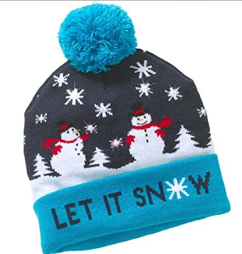 HZ Star LED Light Up Hat Beanie Knit Cap, LED Xmas Christmas Hat Beanie, Winter Snow Hat Sweater Ugly Holiday Hat Beanie Cap, Holiday Skull Cap
