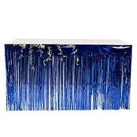 BINGMAX Rectangle Plastic Metallic Foil Fringe Table Skirt Banner Tinsel Glitter Tassels Desk Cover for Christmas Halloween Party Decor