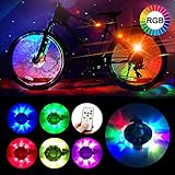 Alritz Bicycle Wheel Hub Lights with Remote Control, Rechargeable LED Bike Spoke Lights, 6 Colors 5 Modes, Colorful Wheel Decoration Cycling Safety Light