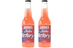 Jones Soda Co. Special Release Nuka Cola Victory | Fallout Merchandise | Cane Sugar Soda | Craft Soda Pop | Soda Soft Drinks | Glass Bottle Soda | Peach & Mango Flavor | (2 Bottles)