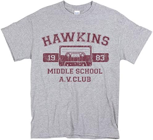 Hawkins Middle School A.V. Club Vintage T-Shirt | Stranger Things Inspired T-Shirt (Medium, Sport Grey)