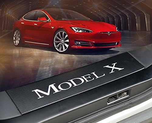 TeslaHome Car Door Sills Protection Kit Carbon Fiber Stickers for Tesla Model X (White,4 pieces)