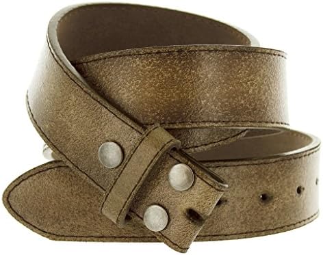 Womens Vintage Look Distressed Leather Strap Belt Snap On (S(30"-32"), Brown)