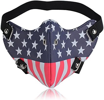 Leather US Flag Steampunk Sports Cosplay Motorcycle Biker Half Face Mask