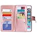 iPhone 6S Case,iPhone 6 Wallet Case,BENTOBEN Shiny Bling Folio Style Wallet Case Credit Card Slots Cash Holder Wrist Strap Magnetic Premium Protective PU Leather Flip Cover for iPhone 6S/6, Rose Gold