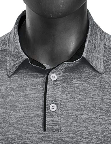 image for Fresca Men's Moisture Wicking Long Sleeve Golf Polo Shirt, Lightweight