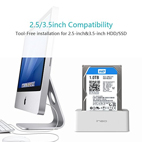 ineo USB3.1 Gen1 to SATA 2.5" or 3.5 inch SSD/HDD Docking Station with Free Type c Adapter [T3527-II+] - Thumbnail 6