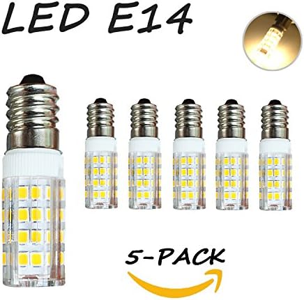 E14 Base led light bulb, 4W 40W halogen lamps Equivalent 120V Warm White, Dimmable, 3000K 400lm Candelabra Screw base Omni-directional for Ceiling Fan Chandelier Landscape Lighting (Pack of 5)