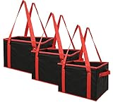 Earthwise Reusable Grocery Bags Box Deluxe Collapsible Shopping Bag EXTRA SIDE HANDLES FOR EASY LIFTING with REINFORCED BOTTOM (3 Piece Set) FOLDS FLAT FOR EASY STORAGE