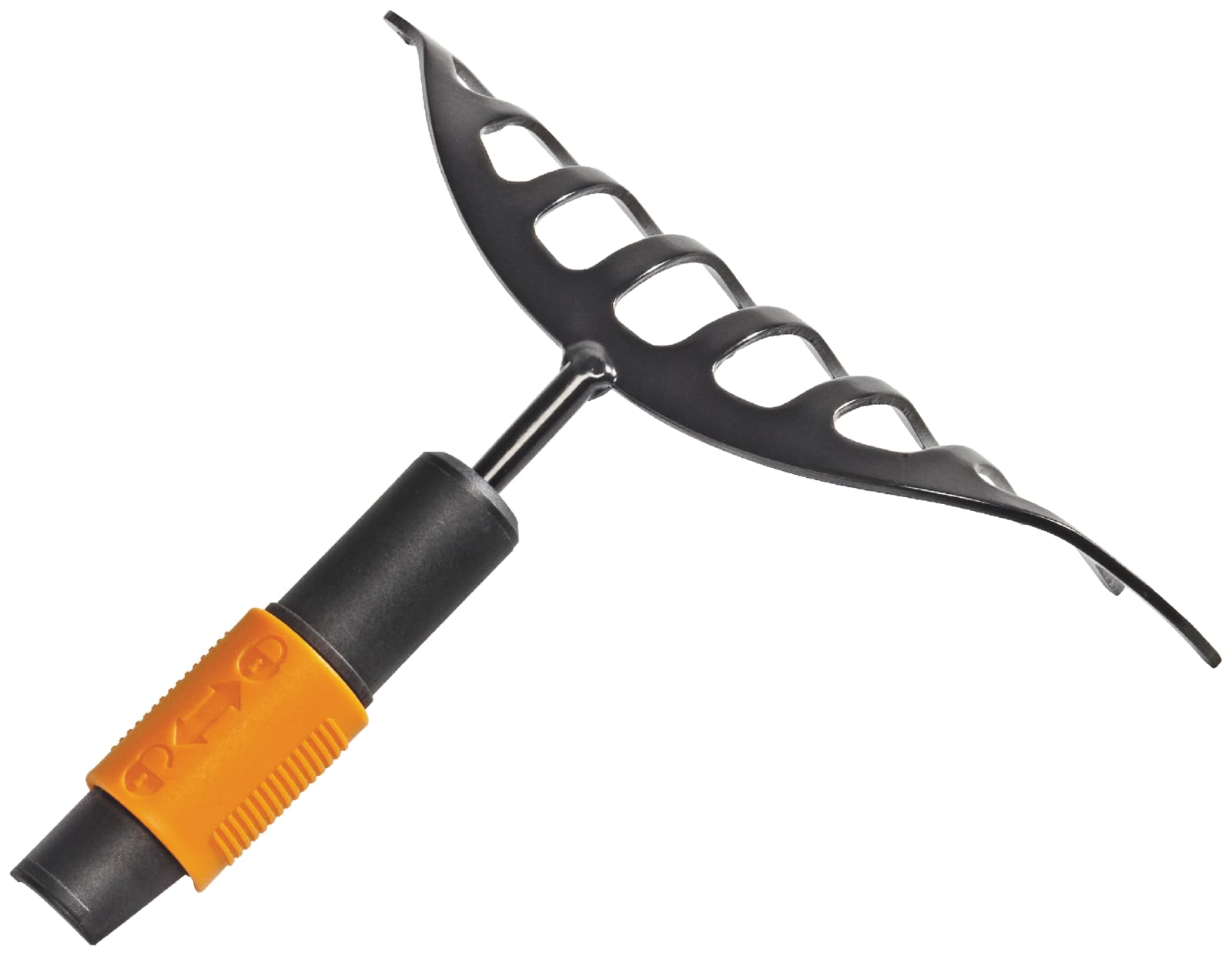 Fiskars Rose Rake with 10 Prongs, Tool Head, Width: 24.5 cm, Hardened Steel Prongs, Black/White, QuikFit, 1000651