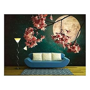 Antique and Vintage Style Photo - Beautiful Pink Cherry Blossom - Removable Wall Mural | Self-Adhesive Large Wallpaper - 66x96 inches