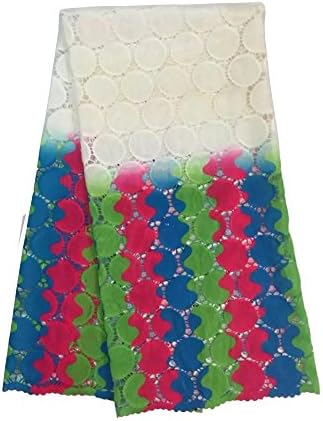 5 Yds Guipure Water Lace, African Milk Silk Cord Soluble Print Lace Fabric for Women Dress Party (03)