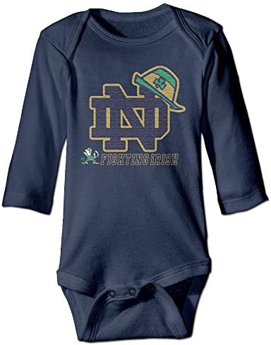 Kids Notre Dame Fighting Irish Kelly 2015 Shamrock Series Green Hat Long-sleeve Romper Jumpsuit Navy