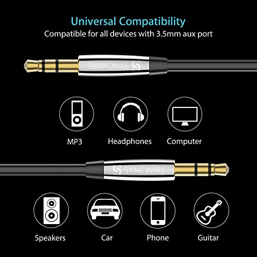 image for AUX Cord Syncwire AUX Cable - [Ultra-Slim, Copper Shell, Hi-Fi Sound] 