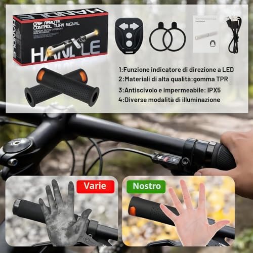 E-Scooter Turn Signal Light Handle with Indicator Light for Scooter with Rechargeable Remote Control with Xiaomi M365/Pro/Pro2/1S Ninebot Max G30/G30D Scooter Handlebar Grip