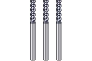 HUHAO Square End Mill(3Pcs),4 Flute Variable Straight Milling Cutter 3/16" Shank End Mill for Carbon Steel,Prehardened Steel,Stainless Steels,Carbide End Mills Sets for DIYers & Professionals