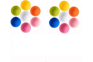 Reusable Silicone Baking Cups, Pack of 12 Multicoloured Creative and Useful Durability