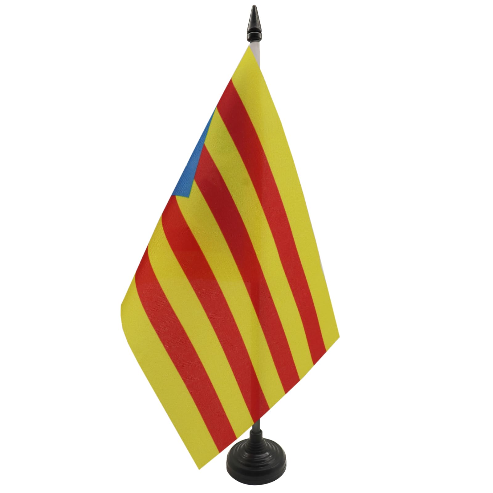 AZ FLAG Catalonia Estelada Blava Table Flag 5'' x 8'' - Independentist Catalan Office Decoration 100% Polyester 21 x 14 cm - Mini Desk Flag with Pole and Black Plastic Base
