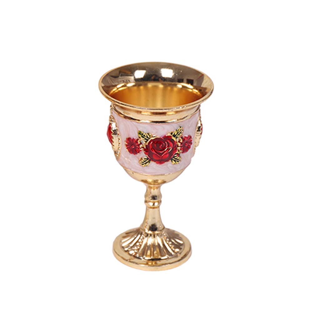Hemoton Wine Goblet Gem Inlay Zinc Alloy Goblet Wine Cup Liquor for Home Party Bar Random Flower Gold Red Flower