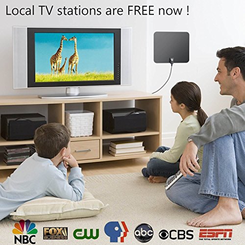 Digital HD Indoor TV Antenna - Best TV Antennas 50 Plus Miles Long Range - with High Definition Amplified Signal Booster & Coaxial Cable - 2018 Upgraded Version Better Reception High Performance