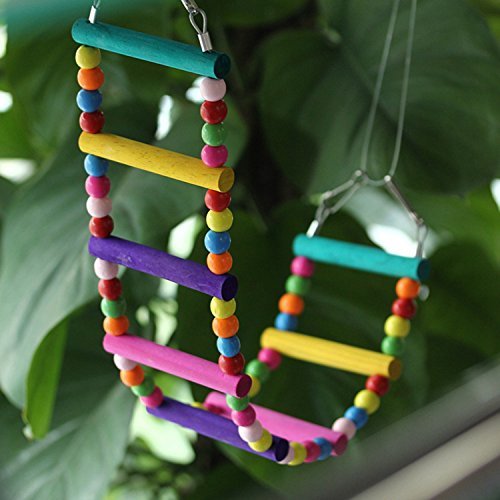 LESYPET Colorful Ladder Bird Toy, Flexible Ladders Wooden Rainbow Bridge for Parrots Pet Trainning 8-Step