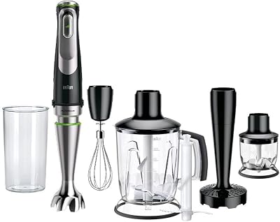 MultiQuick 9 MQ9147X Frullatore ad Immersione, Miniprimer Dotato di Frusta, Bicchiere, Tritatutto da 350ml, Tritaghiaccio da 1,25L e Accessorio Pure', Potenza 1200W, Tecnologia Tedesca
