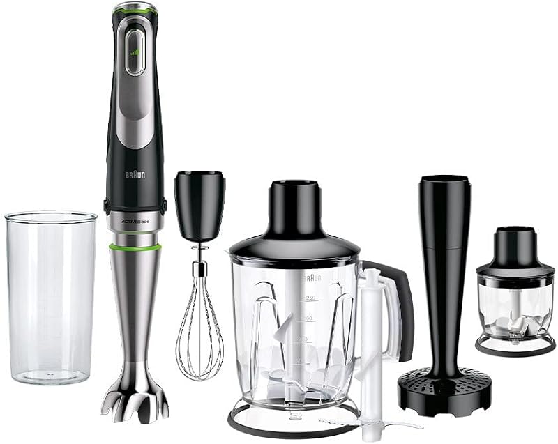MultiQuick 9 MQ9147X Frullatore ad Immersione, Miniprimer Dotato di Frusta, Bicchiere, Tritatutto da 350ml, Tritaghiaccio da 1,25L e Accessorio Pure', Potenza 1200W, Tecnologia Tedesca