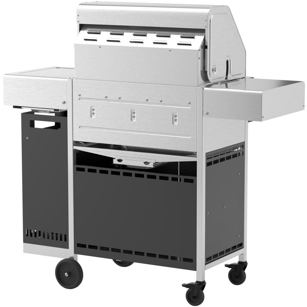 Schickling Gasgrill "Henry L - Deluxe" Edelstahlgrill Grillwagen mit Unterschrank, Doppelwandigem Deckel, 3 Brenner, 800 Grad Seitenbrenner & 3-teiligem Grillrost - Made in Germany 7