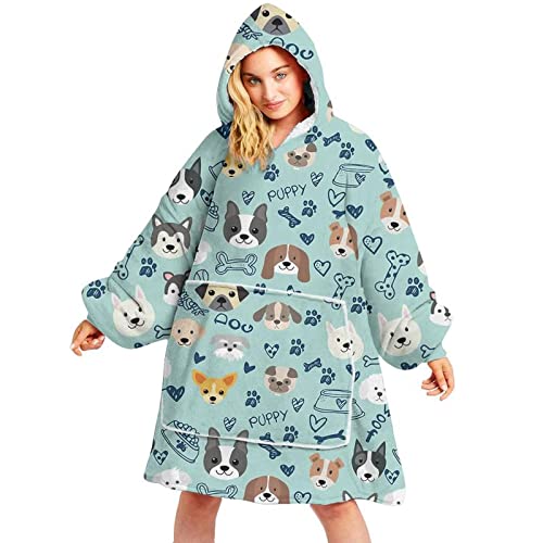 64HYDRO Blanket Hoodie Premium Wearable Hooded Blanket Dog Pattern