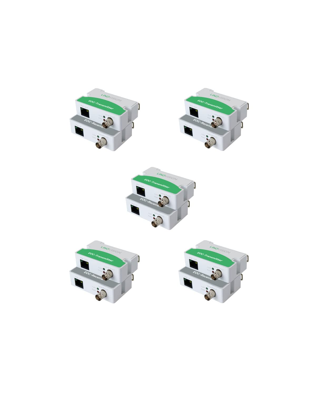 LNOVISION LongReach PoE Over Coax EoC Converter, IP Over Coax (5 Pack)