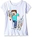 Minecraft Big Girls Minecraft Steve Hero Short Sleeve Tee Shirt, White, M 10/12