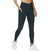 THE GYM PEOPLE Women's V Cross Waist Workout Leggings Tummy Control Running Yoga Pants with Pockets