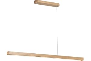 YISDESIGN 51" 36W Wood LED Linear Pendant Light Fixture Led Dining Room Light Dimmable Hanging Light Fixture for Dining Room Kitchen Island Pool Table Lights Natural Wood Color