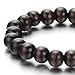 COOLSTEELANDBEYOND Mens Womens 10mm Wood Beads Bracelet, Dark Brown