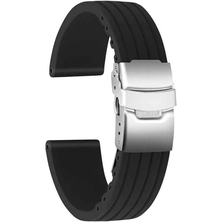 Bracelet Montre Caoutchouc/silicone Sport Plongée - Largeur 22 Mm, Noir - Neuf Avec étiquettes