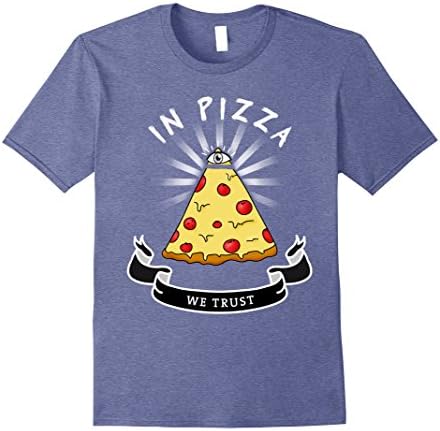 Mens pizza slice illuminati all seeing eye nerd humor T-Shirt  Small Heather Blue
