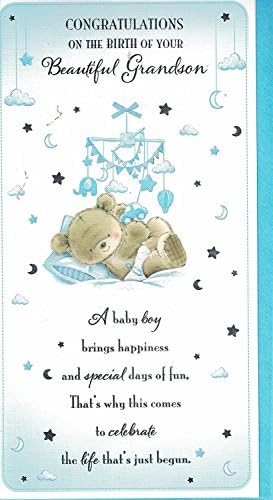 Biglietto Di Congratulazioni Per I Nonni Per La Nascita Del Nipotino Baby Boy Congratulations On The Birth Of Your Grandson In Lingua Inglese Amazon It Cancelleria E Prodotti Per Ufficio