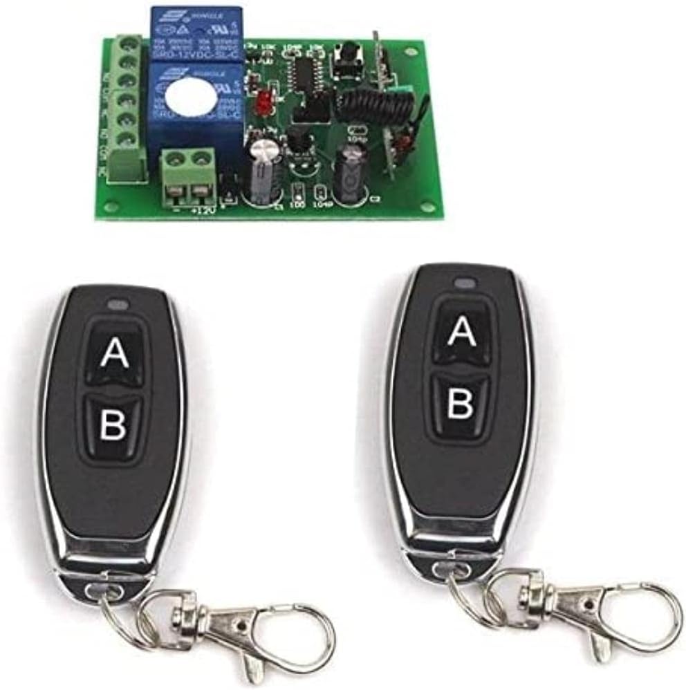 12V 10A 2 Channel Remote Control Switch Relay Wireless Transmitter+Receiver Garage Remote Control Universal 12V Switch (433MHz)