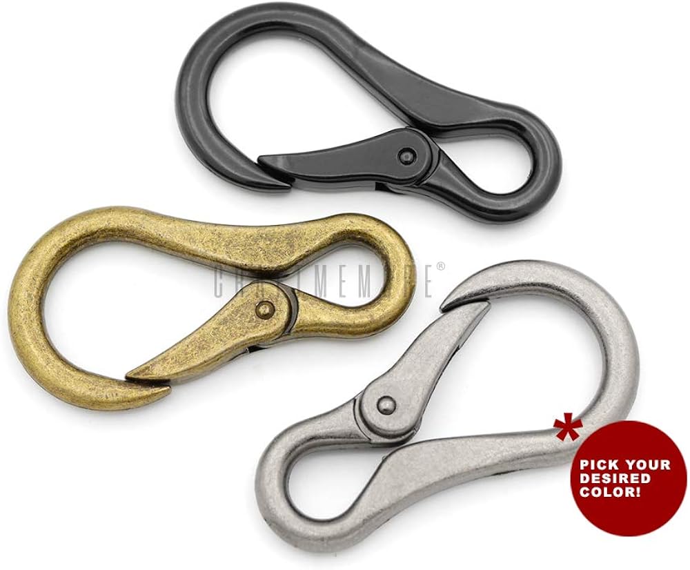 CRAFTMEMORE 2pcs Carabiner Spring Snap Hook Paracord Camping Keychain Accessories Push Gate Spring Clips HR8: Clothing