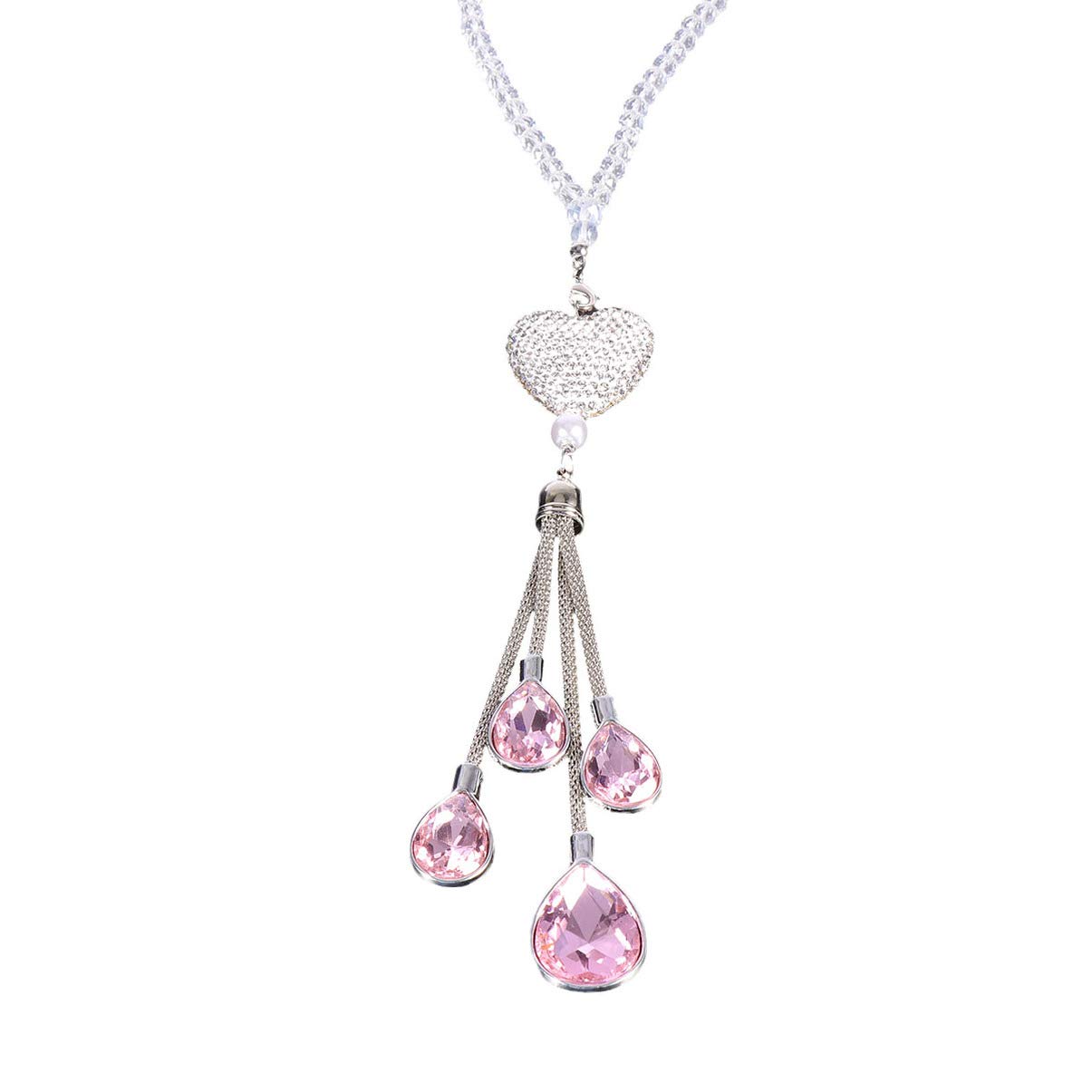 VOSAREA Heart Crystal Hanging Ornament Windows Ball Chandelier Pendant Garden Rainbow Maker Decorations Pink