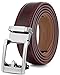 Mio Marino Ratchet Belts for Men - Genuine Leather Dress Belt - Automatic Buckle (Square Chrome Open Buckle W Mahogany Leather, Adjustable from 28