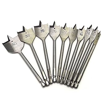 Generic 6mm : 6-55mm Flat Drill Long High-carbon Steel Wood Flat Drill Set Woodworking Spade Drill Bits Durable Woodworking Tool Sets
