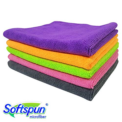 SOFTSPUN Microfiber Cloth 5pcs 40x40cms 340 GSM Multi-Color! Thick Lint & Streak-Free Multipurpose Cloths Automotive Microfibre Towels for Car Bike Cleaning Polishing Washing & Detailing. 2 SOFTSPUN Microfiber Cloth 5pcs 40x40cms 340 GSM Multi-Color! Thick Lint & Streak-Free Multipurpose Cloths Automotive Microfibre Towels for Car Bike Cleaning Polishing Washing & Detailing. - Image 2