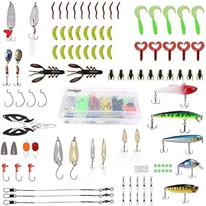 Vicloon 110pcs Pêche Leurre Kit,leurres De Pêche Kit-spinnerbaits,plastique Vers,minnow,popper,leurres,kit D’appâts De Pêche Portable Avec Boîte