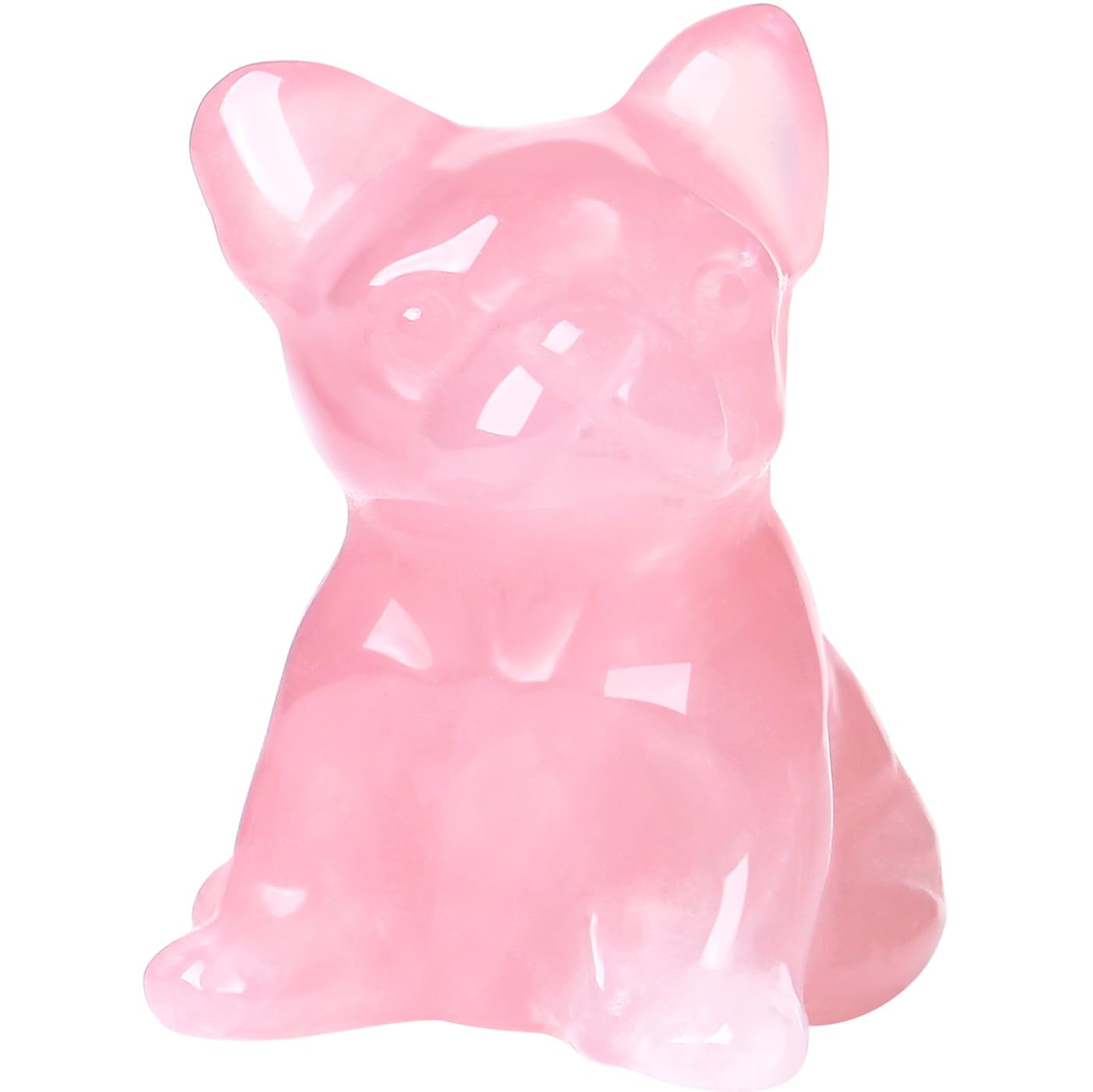 DUQGUHO French Bulldog Statue Dog Gift Decor Rose Quartz Crystals Healing Stones Dog Statue Cute Home Decoration Christmas Collectible Gifts 1PC