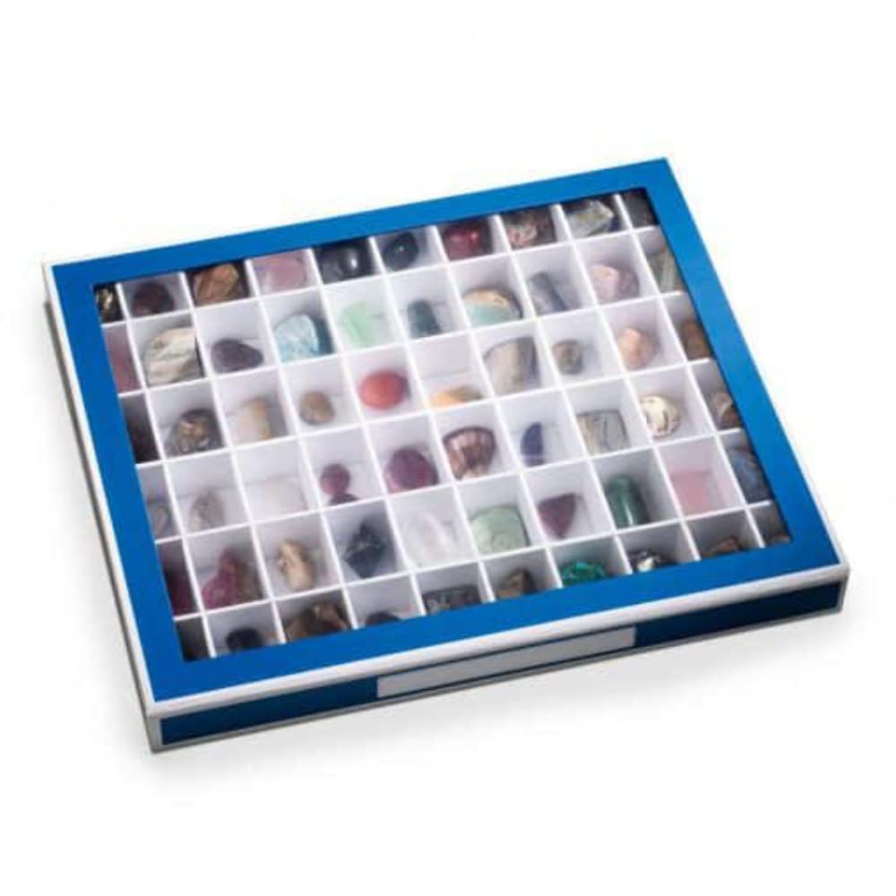 Leuchtturm 344051 Showroom collection box, 60 compartments with 50 x 36 x 33 mm, for miniature play figures - blue cardboard - new edition