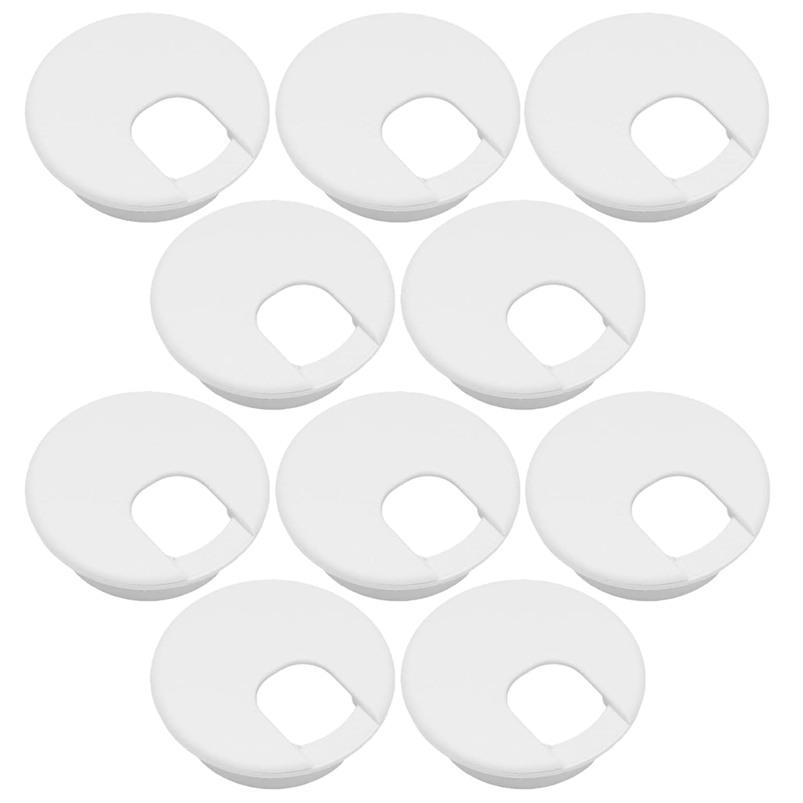 MroMax 35mm Computer Desk Grommet, 10pcs Desk Cable Wire Round Grommet, White Cable Grommet Tidy for Table Surface Port Hole Covers