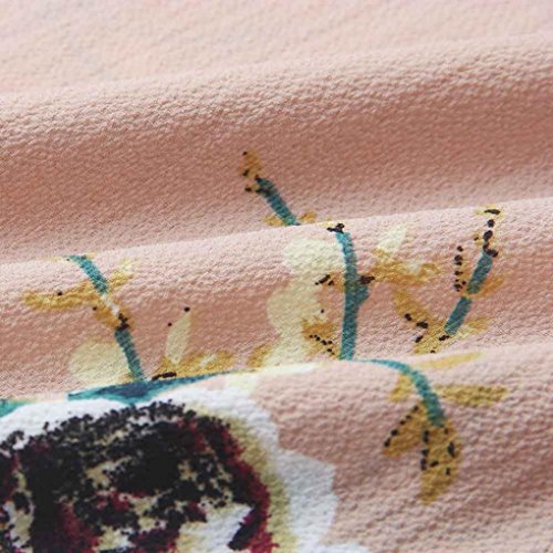 Dainzuy Ladies Sexy Casual Tops, Women's Floral Printing T-Shirt Short Sleeve Blouse (Khaki, L)
