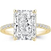 Effinny 3.5/4.0/7.0 Carat 14K Yellow Gold Plated Elongated Radiant Cut Engagement Ring for Women,925 Sterling Silver Promise Wedding Ring