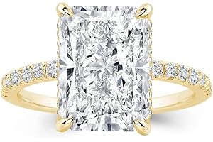 Effinny 3.5/7.0ct Radiant Cut Engagement Ring for Women,Yellow Gold Plated Sterling Silver Simulated Diamond Promise Ring